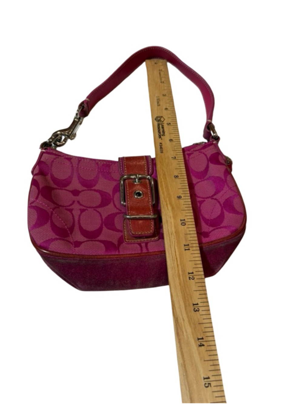 Vintage Y2K Coach Signature Hot Pink Suede Canvas Demi Shoulder Bag - Picture 2 of 11